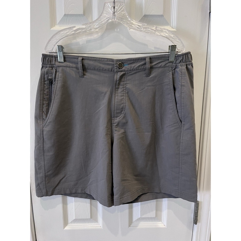 Free Fly Shorts Mens Large Cement Stretch Chino Elastic Waist Hybrid Casual 7"